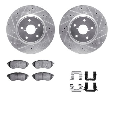 DYNAMIC FRICTION CO 7312-13038, Rotors-Drilled, Slotted-SLV w/3000 Series Ceramic Brake Pads incl. Hardware, Zinc Coat 7312-13038
